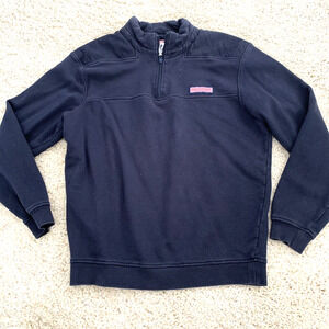 Vineyard Vines Sweatshirt Mens 1/4 Zip Pull Over Size Medium 100% Cotton Blue